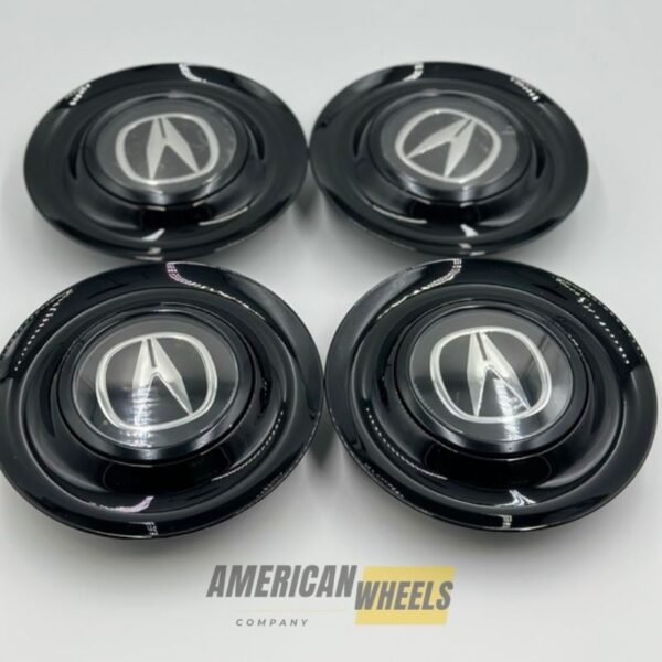 Black Excellence: 4Pcs Acura Floating Center Caps in Varied Plate & Fit Diameter