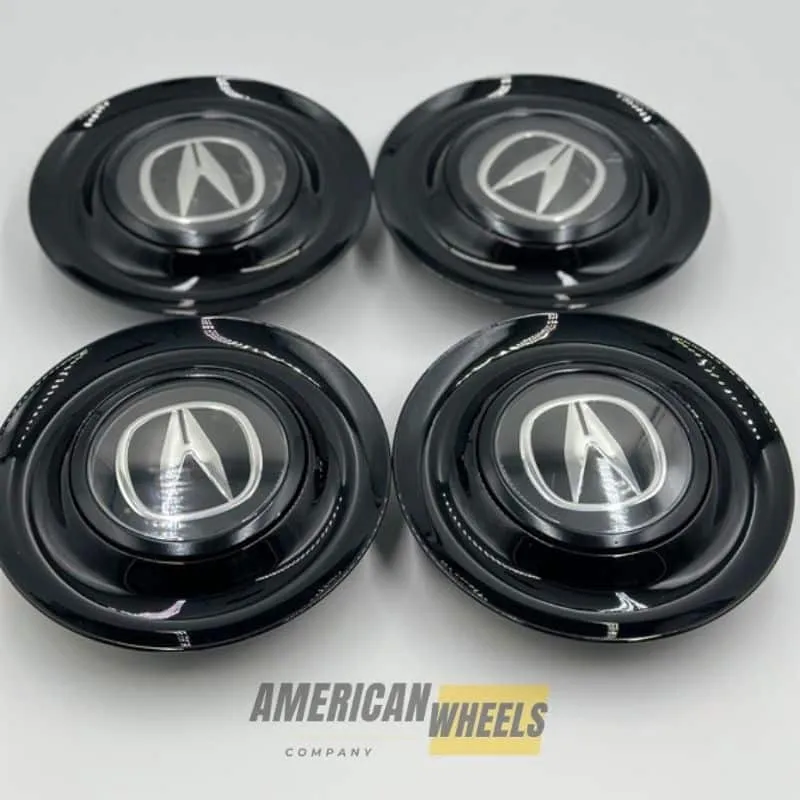 Acura Floating Wheel Center Caps 4Pcs Black Acura Floating Wheel Center Caps
