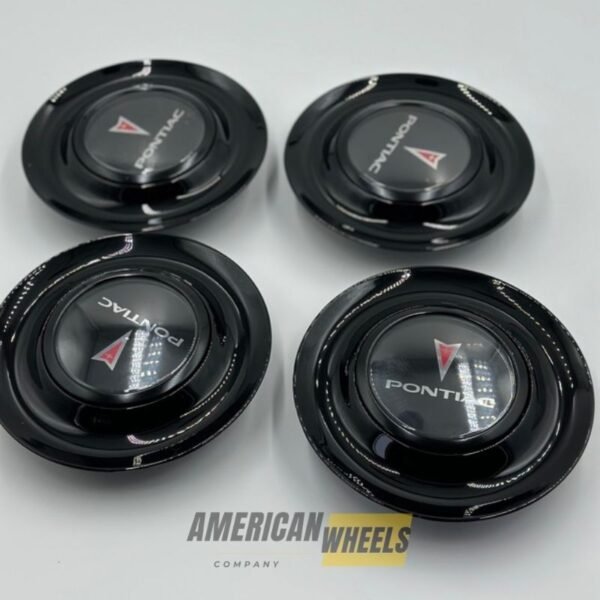 Black Excellence: 4Pcs Pontiac Floating Center Caps in Varied Plate & Fit Diameter