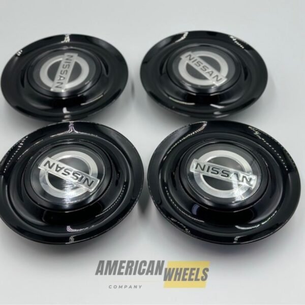 Black Excellence: 4Pcs Nissan Floating Center Caps in Varied Plate & Fit Diameter