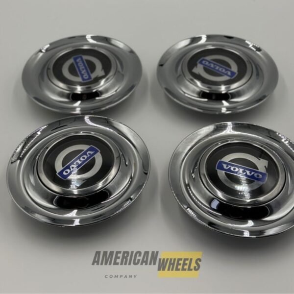 Silver Chrome Excellence: 4Pcs VOLVO Floating Center Caps in Varied Plate & Fit Diameter