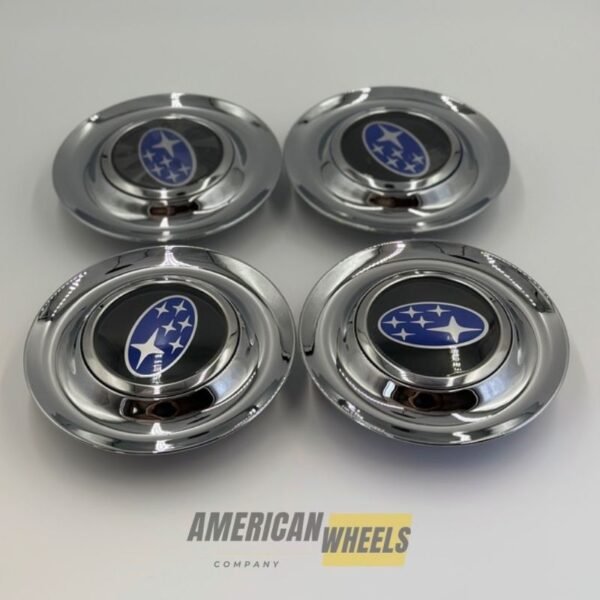 Silver Chrome Excellence: 4Pcs SUBARU Floating Center Caps in Varied Plate & Fit Diameter