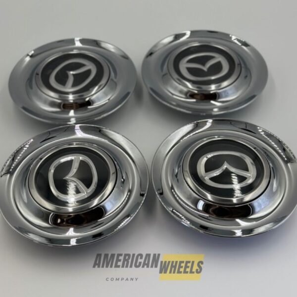 Silver Chrome Excellence: 4Pcs MAZDA Floating Center Caps in Varied Plate & Fit Diameter