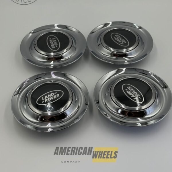 Silver Chrome Excellence: 4Pcs LAND ROVER Floating Center Caps in Varied Plate & Fit Diameter