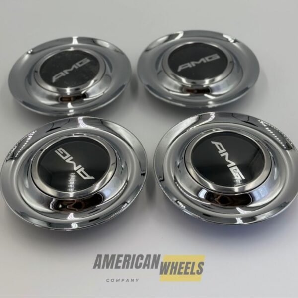 Silver Chrome Excellence: 4Pcs Mercedes AMG Floating Center Caps in Varied Plate & Fit Diameter