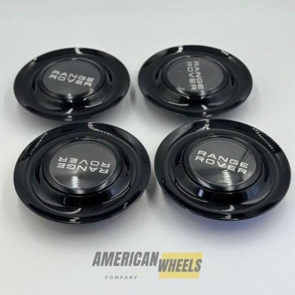 Black Excellence: 4Pcs Land Rover Range Rover Floating Center Caps in Varied Plate & Fit Diameter