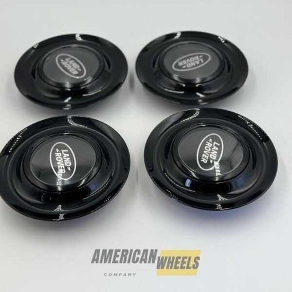 Black Excellence: 4Pcs Land Rover Floating Center Caps in Varied Plate & Fit Diameter