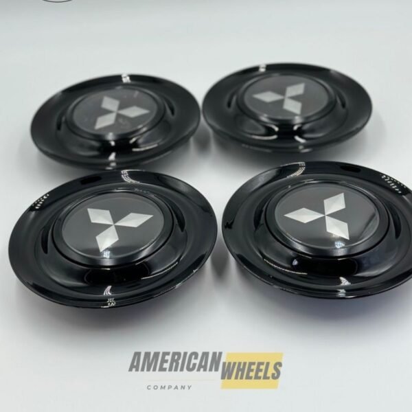 Black Excellence: 4Pcs MITSUBISHI Floating Center Caps in Varied Plate & Fit Diameter by Vancity Wheels