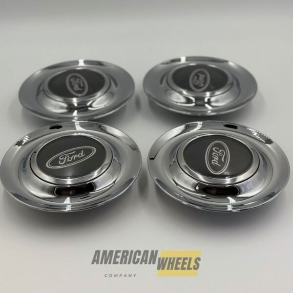 Silver Chrome Excellence: 4Pcs FORD Floating Center Caps in Varied Plate & Fit Diameter