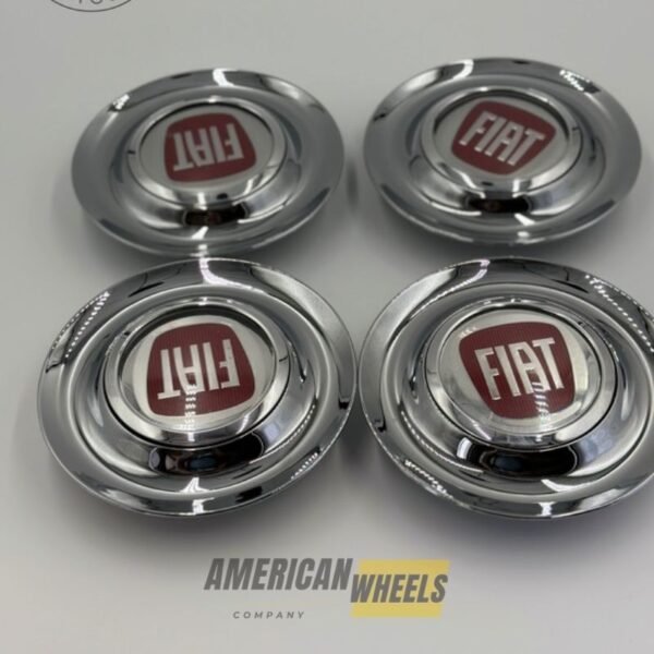 Silver Chrome Excellence: 4Pcs FIAT Floating Center Caps in Varied Plate & Fit Diameter