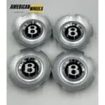 Bentley Silver Chrome Wheel Caps Black Logo 4 Pcs