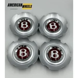 Bentley Red Logo Silver Chrome Wheel Caps