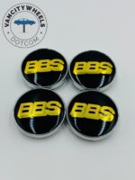 4pc BBS Wheel Center Caps - Classic Black Gold Design Kraftfahrzeugtechnik - Image 2