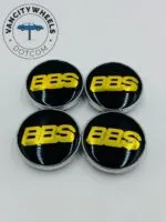 4pc BBS Wheel Center Caps - Classic Black Gold Design Kraftfahrzeugtechnik - Image 2