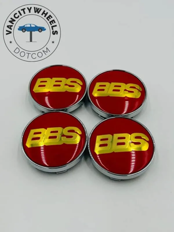 BBS Red and Gold Wheel Caps - 4pc Luxury Hubcap Set - Image 2