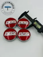 4Pcs BBS Kraftfahrzeugtechnik AG Wheel Center Caps red with silver lettering - Image 4