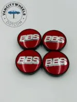 4Pcs BBS Kraftfahrzeugtechnik AG Wheel Center Caps red with silver lettering - Image 2