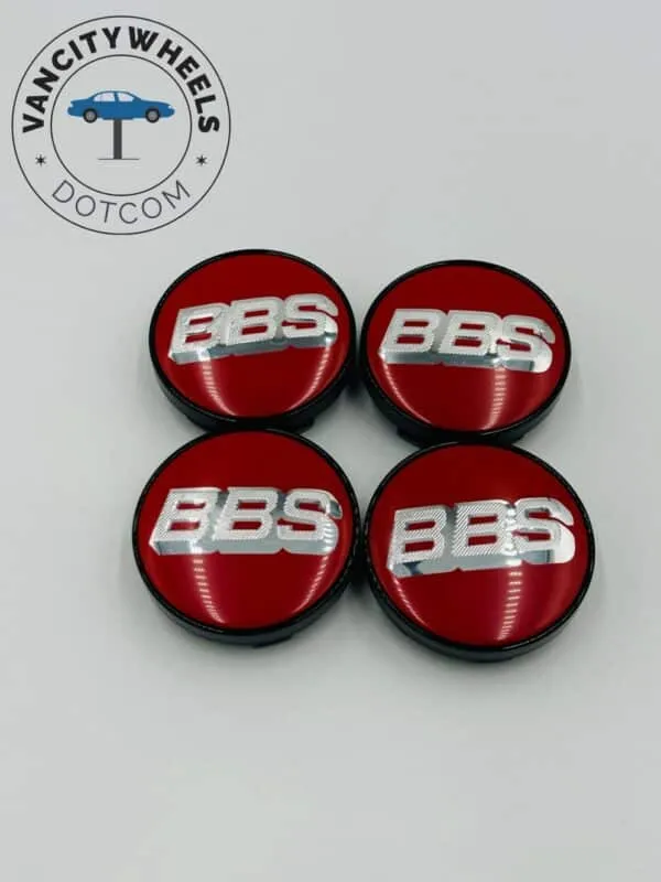 4Pcs BBS Kraftfahrzeugtechnik AG Wheel Center Caps red with silver lettering - Image 2