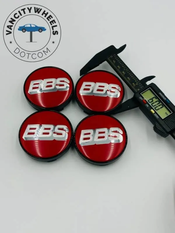 4Pcs BBS Kraftfahrzeugtechnik AG Wheel Center Caps red with silver lettering - Image 3