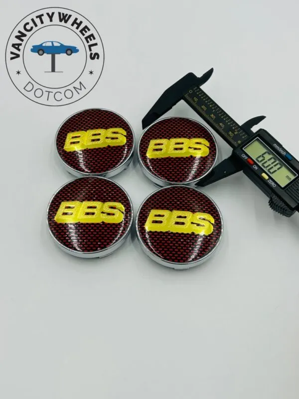 4pcs BBS Kraftfahrzeugtechnik AG Wheel Center Caps-Premium Red Yellow - Image 4
