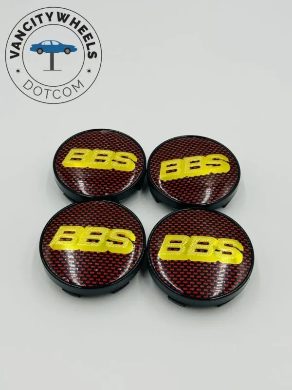 4pcs BBS Kraftfahrzeugtechnik AG Wheel Center Caps-Premium Red Yellow - Image 2
