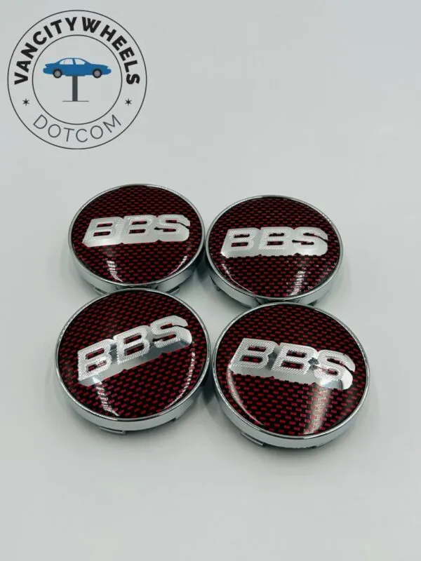 4Pcs BBS Kraftfahrzeugtechnik AG Wheel Center Caps Red Silver - Image 2