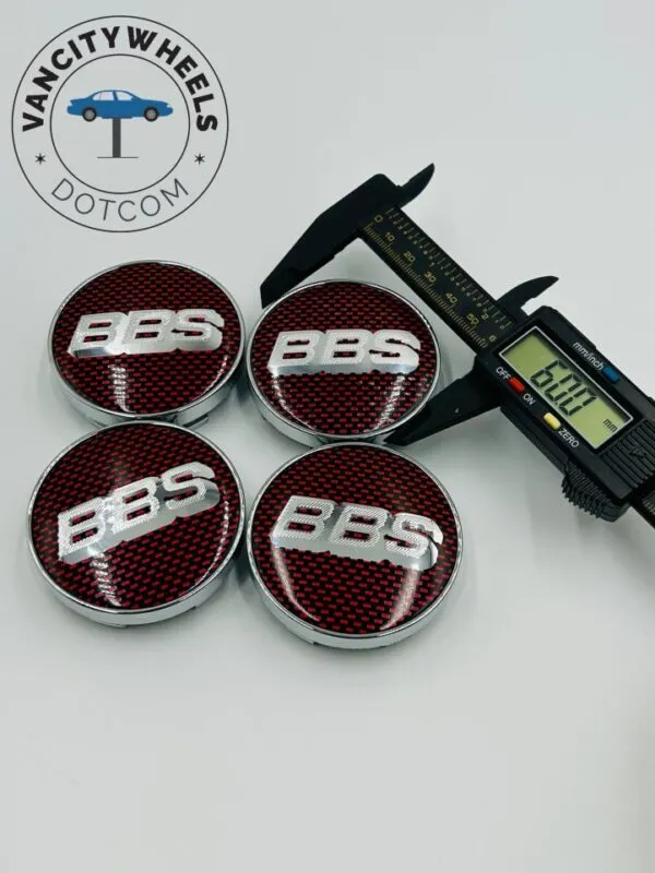 4Pcs BBS Kraftfahrzeugtechnik AG Wheel Center Caps Red Silver - Image 4