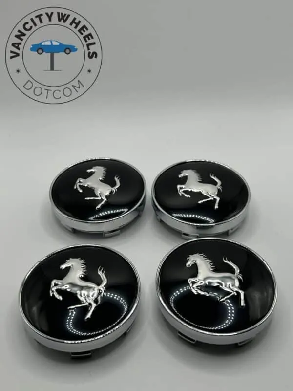 Ferrari Donkey Horse Wheel Caps – Black 60mm (4Pcs) - Image 2