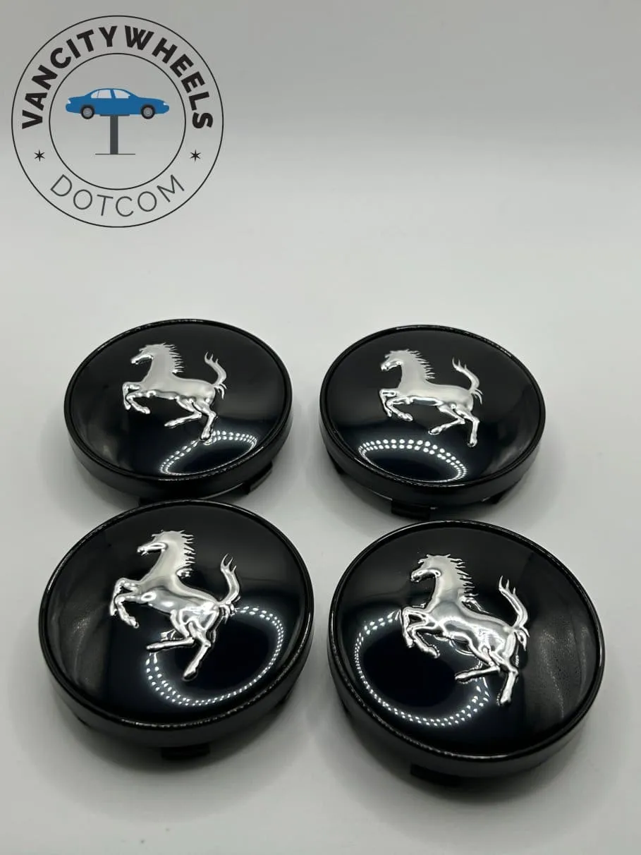 D329.jpg Ferrari Donkey Horse Wheel Caps – Black 60mm (4Pcs) - Image 1