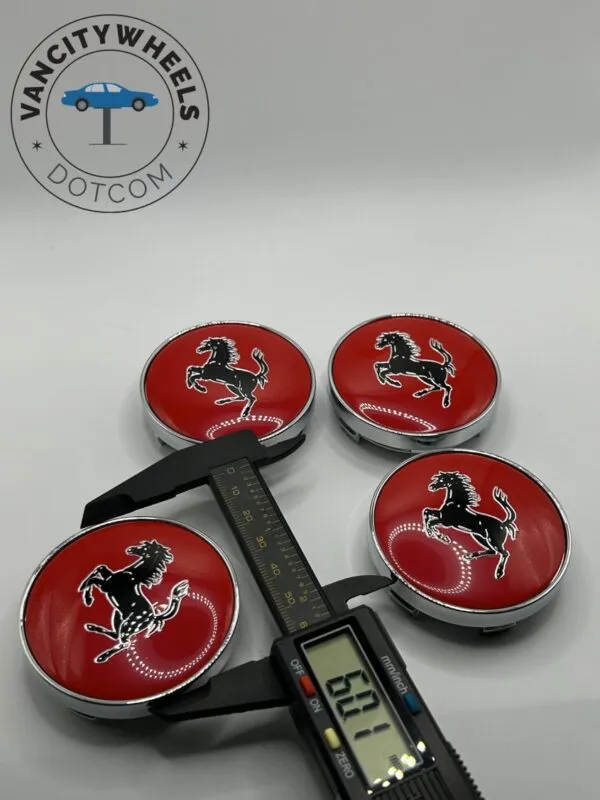 Ferrari Prancing Horse Wheel Caps – Red 60mm (4Pcs) - Image 4