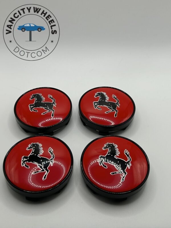 Premium 4Pcs Ferrari Wheel Center Caps in Varied Sizes & Wheel Cap Base Colors