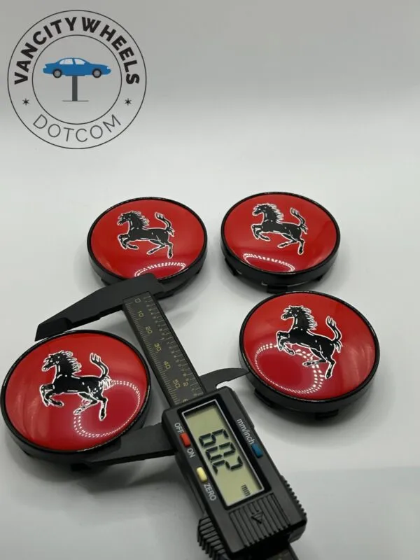 Ferrari Prancing Horse Wheel Caps – Red 60mm (4Pcs) - Image 3