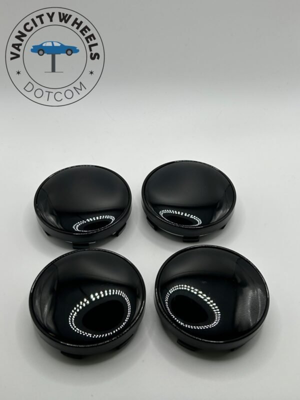 Premium 4Pcs Just Black Wheel Center Caps in Varied Sizes & Wheel Cap Base Colors