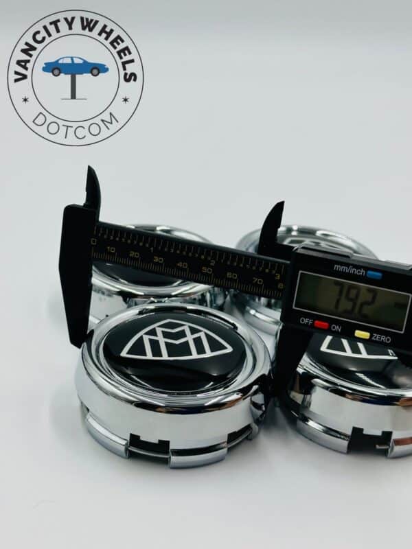 Mercedes 4Pcs Custom Sizes  Wheel Center Caps Black - Image 8