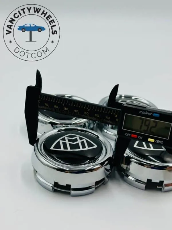 Mercedes 4Pcs Custom Sizes  Wheel Center Caps Black - Image 8