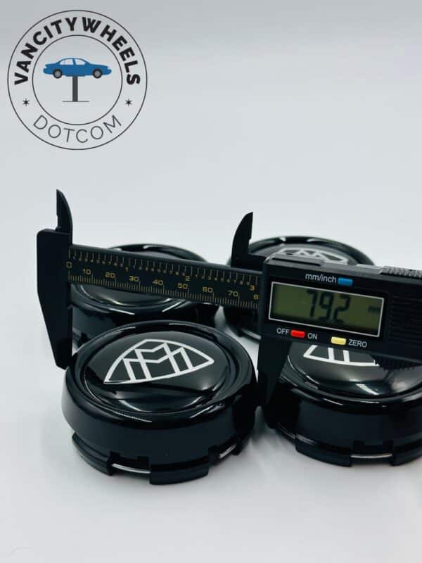 Mercedes 4Pcs Custom Sizes  Wheel Center Caps Black - Image 7