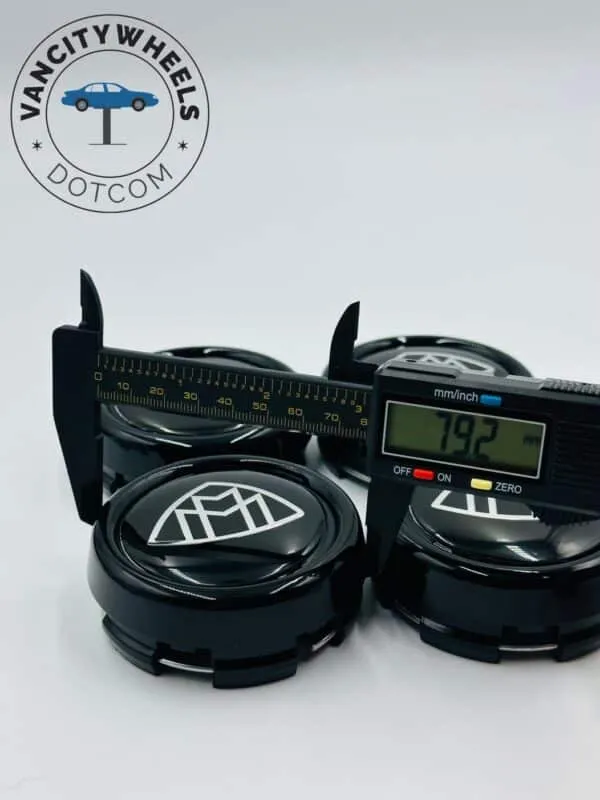 Mercedes 4Pcs Custom Sizes  Wheel Center Caps Black - Image 7