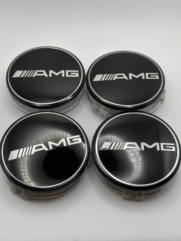 AMG Logo Mercedes Wheel Caps – 4Pcs, 75mm, Gloss Black - Image 2