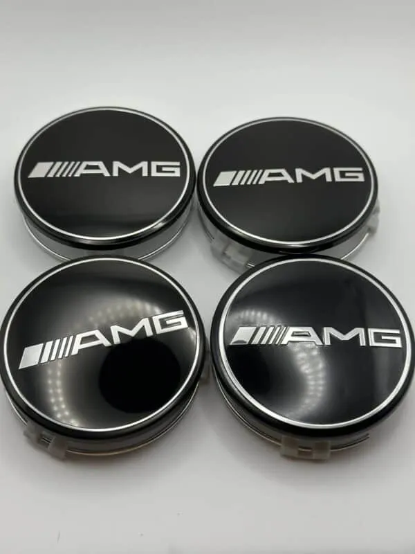 AMG Logo Mercedes Wheel Caps – 4Pcs, 75mm, Gloss Black - Image 2