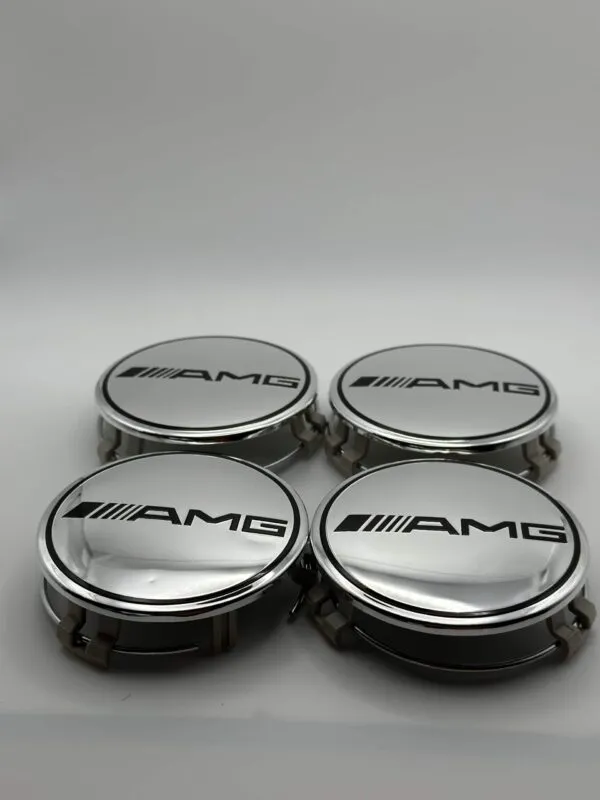AMG Logo Mercedes Wheel Caps – 4Pcs, 75mm, Silver, OEM-Style - Image 2