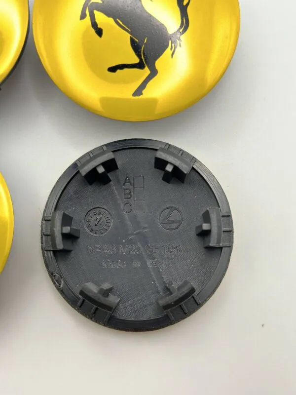 Ferrari Replacement 355 360 430 458 488 F12 Wheel Center Caps Yellow #70004868- 4pcs - Black Base - Image 2