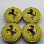 4pcs Ferrari Replacement Wheel Center Caps Yellow - 60mm