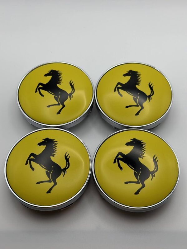 4pcs Ferrari Replacement Wheel Center Caps Yellow – 60mm