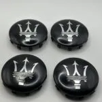 Maserati Gloss Black Silver Wheel Caps