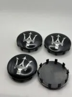 Maserati Gloss Black Silver Wheel Caps - 4pc Set 670025694 - Image 2