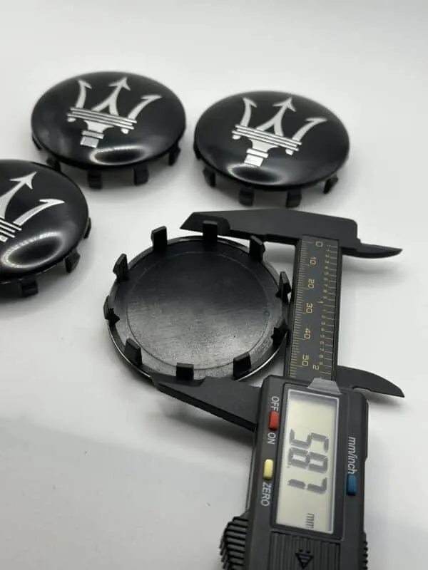 Maserati Gloss Black Silver Wheel Caps - 4pc Set 670025694 - Image 5