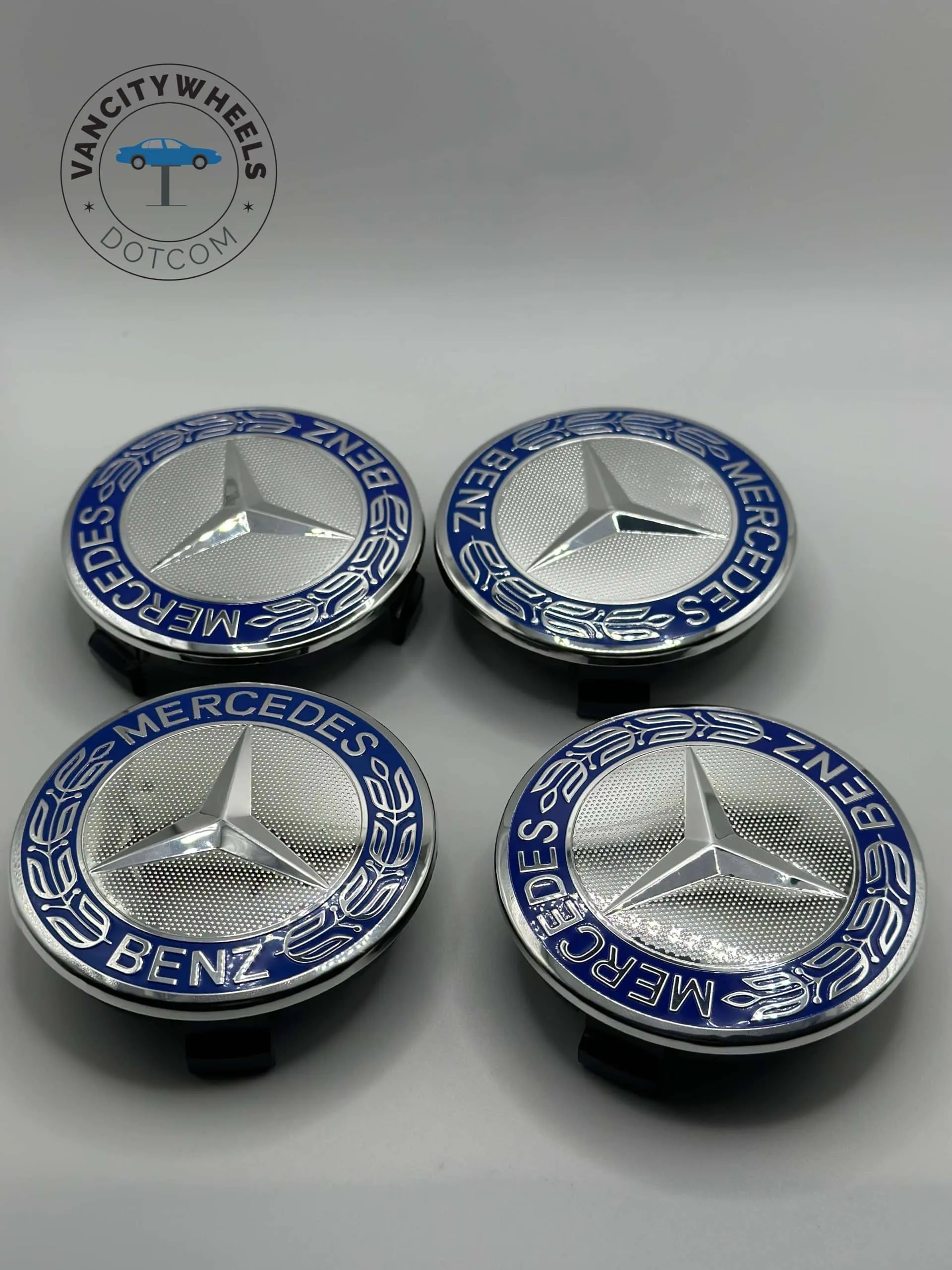 IMG_2503-scaled-1.jpeg Mercedes Benz 75mm Wheel Center Caps – 4Pcs, Blue - Image 1