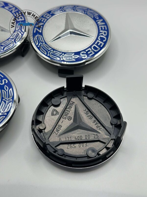 Mercedes Benz 75mm Wheel Center Caps – 4Pcs, Blue - Image 3