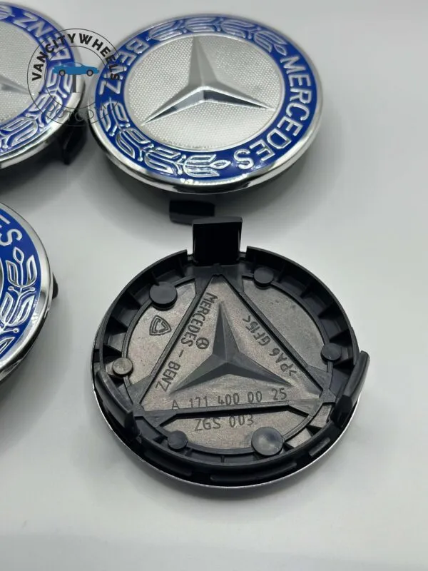 Mercedes Benz 75mm Wheel Center Caps – 4Pcs, Blue - Image 3