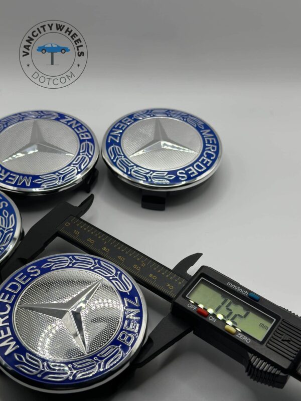 Mercedes Benz 75mm Wheel Center Caps – 4Pcs, Blue - Image 5